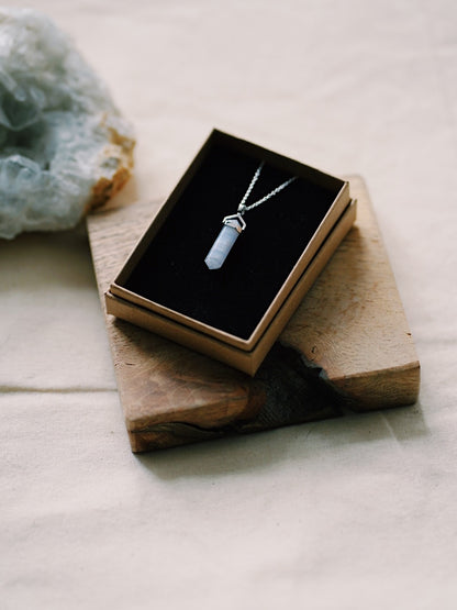 925 Blue Lace Agate Necklace With Gift Box