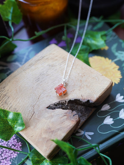 925 Sterling Silver Raw Carnelian Necklace