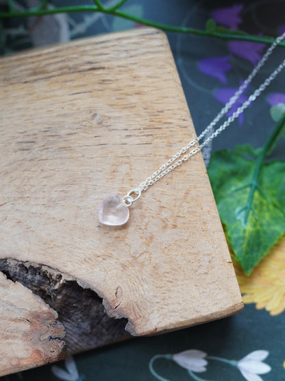 925 Silver Rose Quartz Heart Necklace