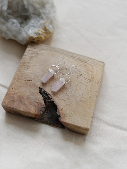 925 Sterling Silver Rose Quartz Earrings