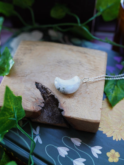 Rainbow Moonstone Moon Necklace