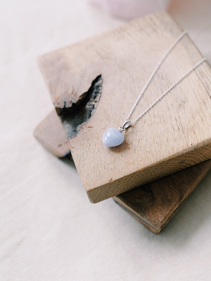 925 Sterling Silver Blue Lace Agate Necklace