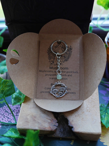 Prehnite Mushroom Keyring