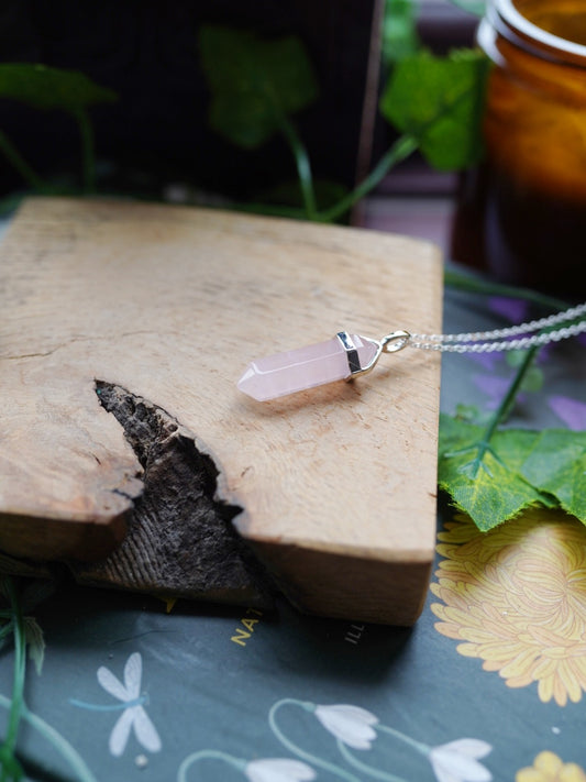 Rose Quartz Point Necklace