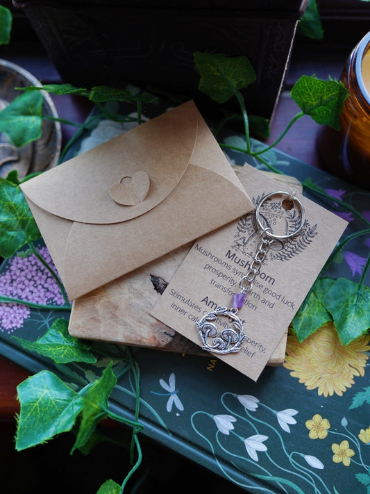 Amethyst Mushroom Keyring