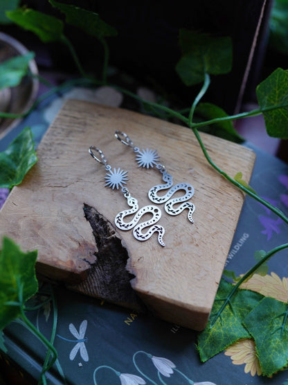 Sun and Snake Hoop Earrings