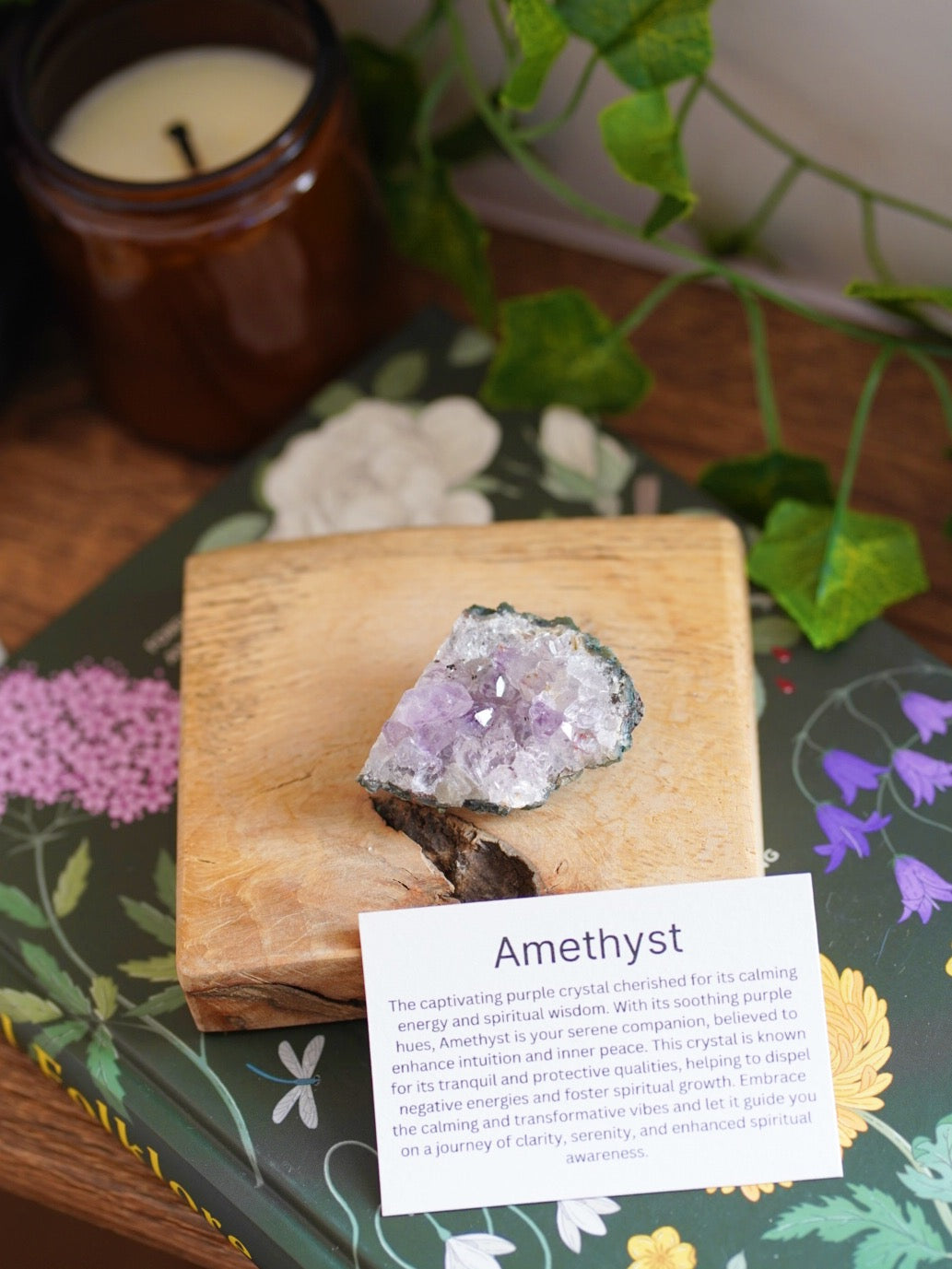 Amethyst Druze Cluster Crystal With Description Card