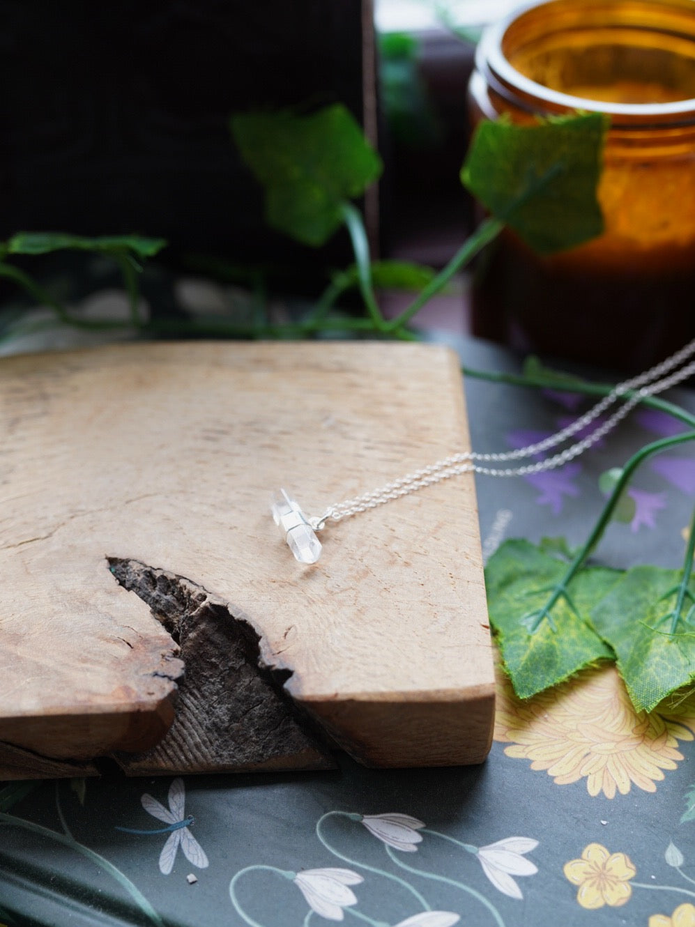 925 Sterling Silver Horizontal Quartz Necklace