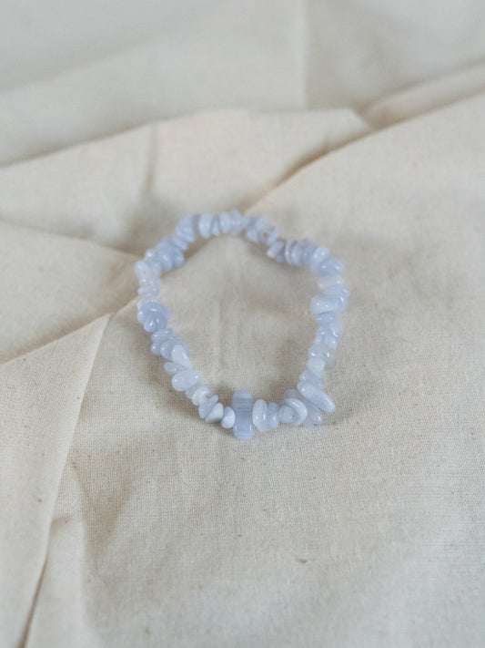 Blue Lace Agate Chip Crystal Bracelet