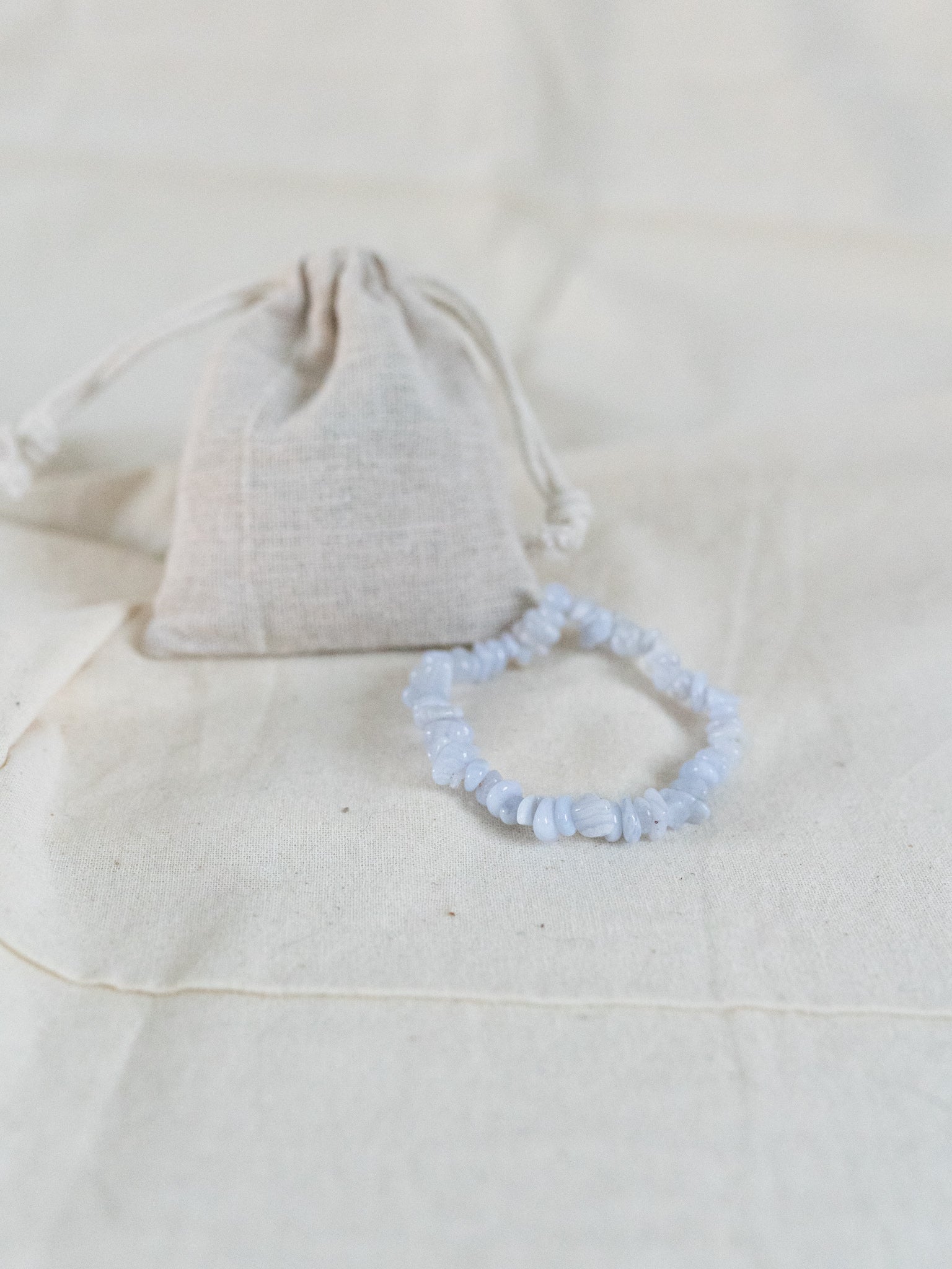 Blue Lace Agate Bracelet With Cotton Gift Bag