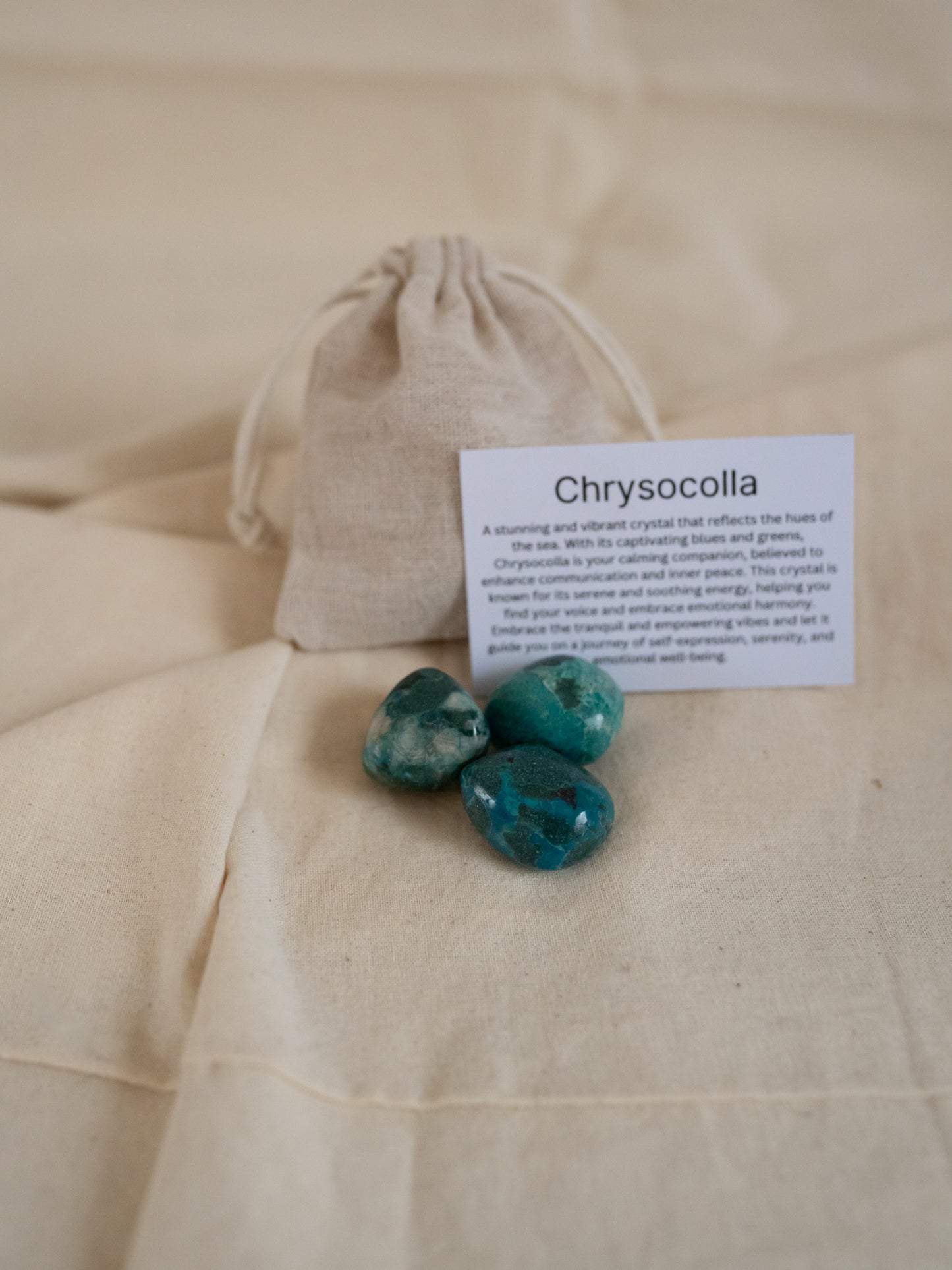 Chrysocolla Tumblestones With Cotton Gift Bag