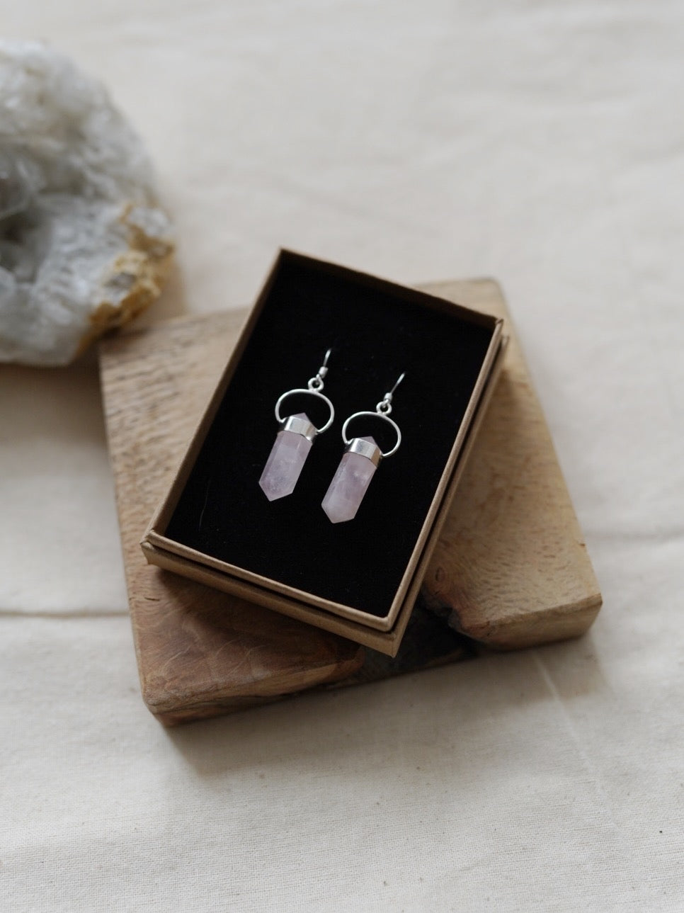 925 Sterling Silver Rose Quartz Earrings With Gift Box