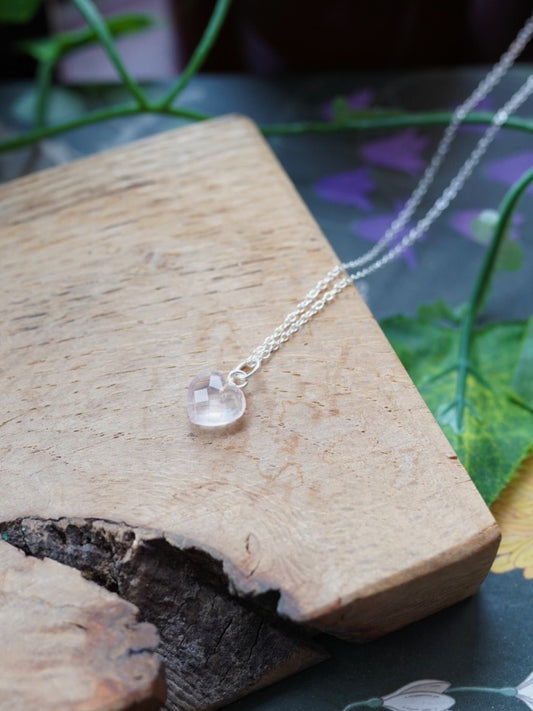 925 Silver Rose Quartz Heart Necklace