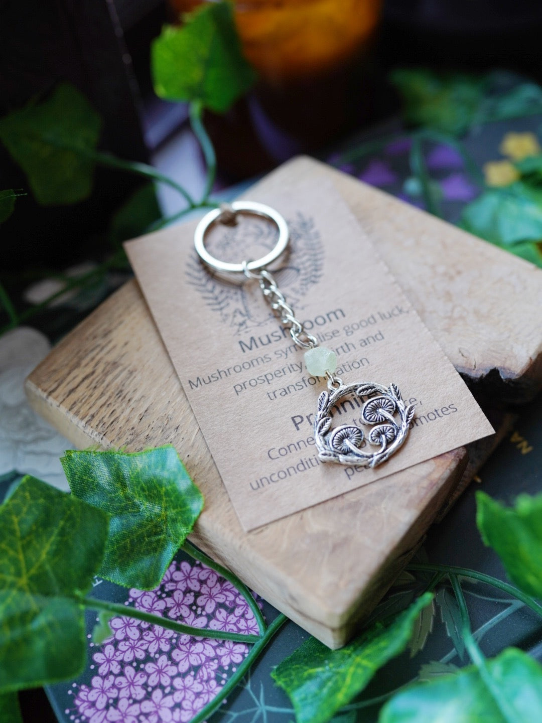 Prehnite Mushroom Keyring