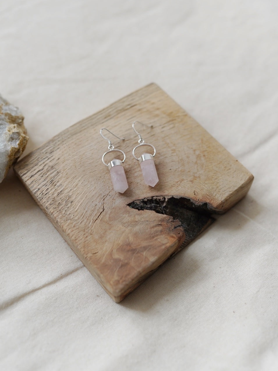 925 Sterling Silver Rose Quartz Earrings