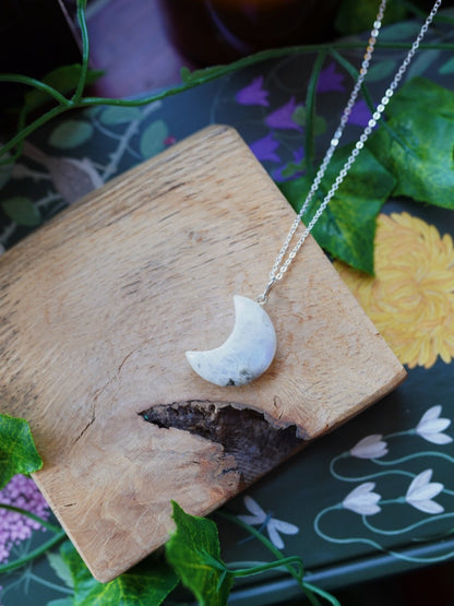 Rainbow Moonstone Moon Necklace