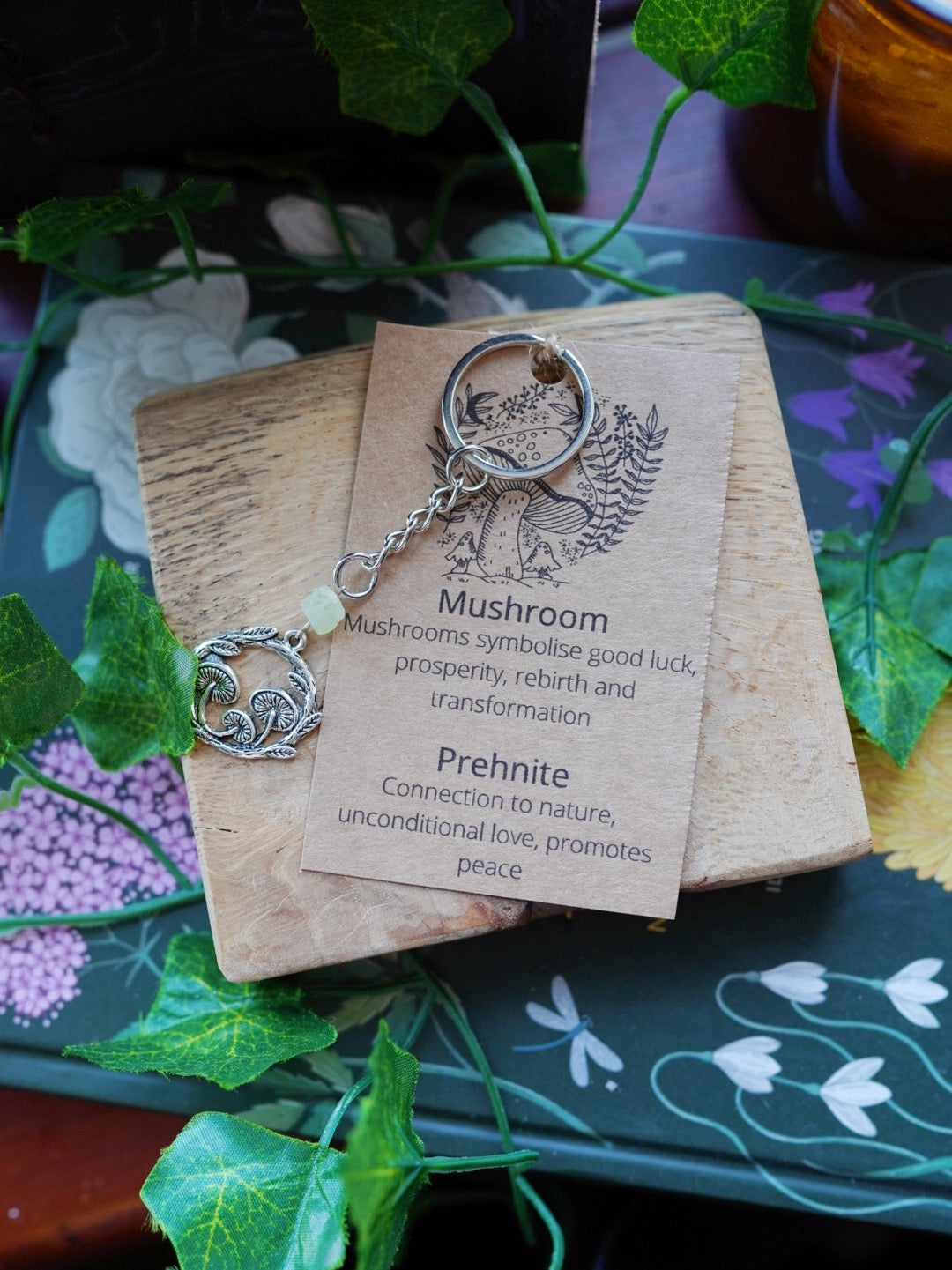 Prehnite Mushroom Keyring