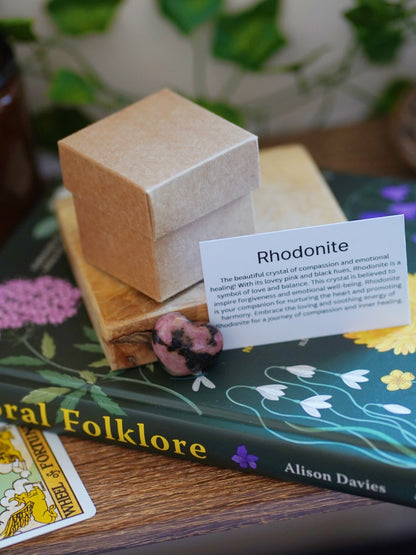 Rhodonite Mini Crystal Heart With Gift Box And Description Card