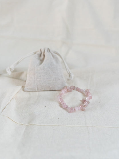 Rose Quartz Crystal Bracelet With Cotton Gift Bag