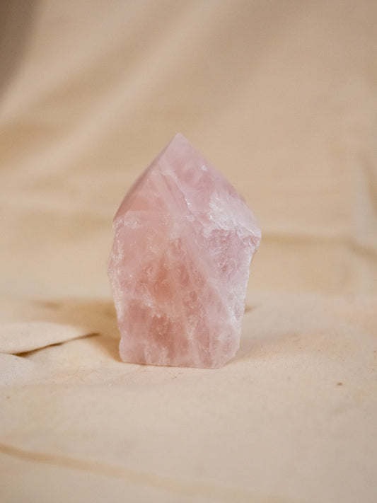 Raw Rose Quartz With Polished Top